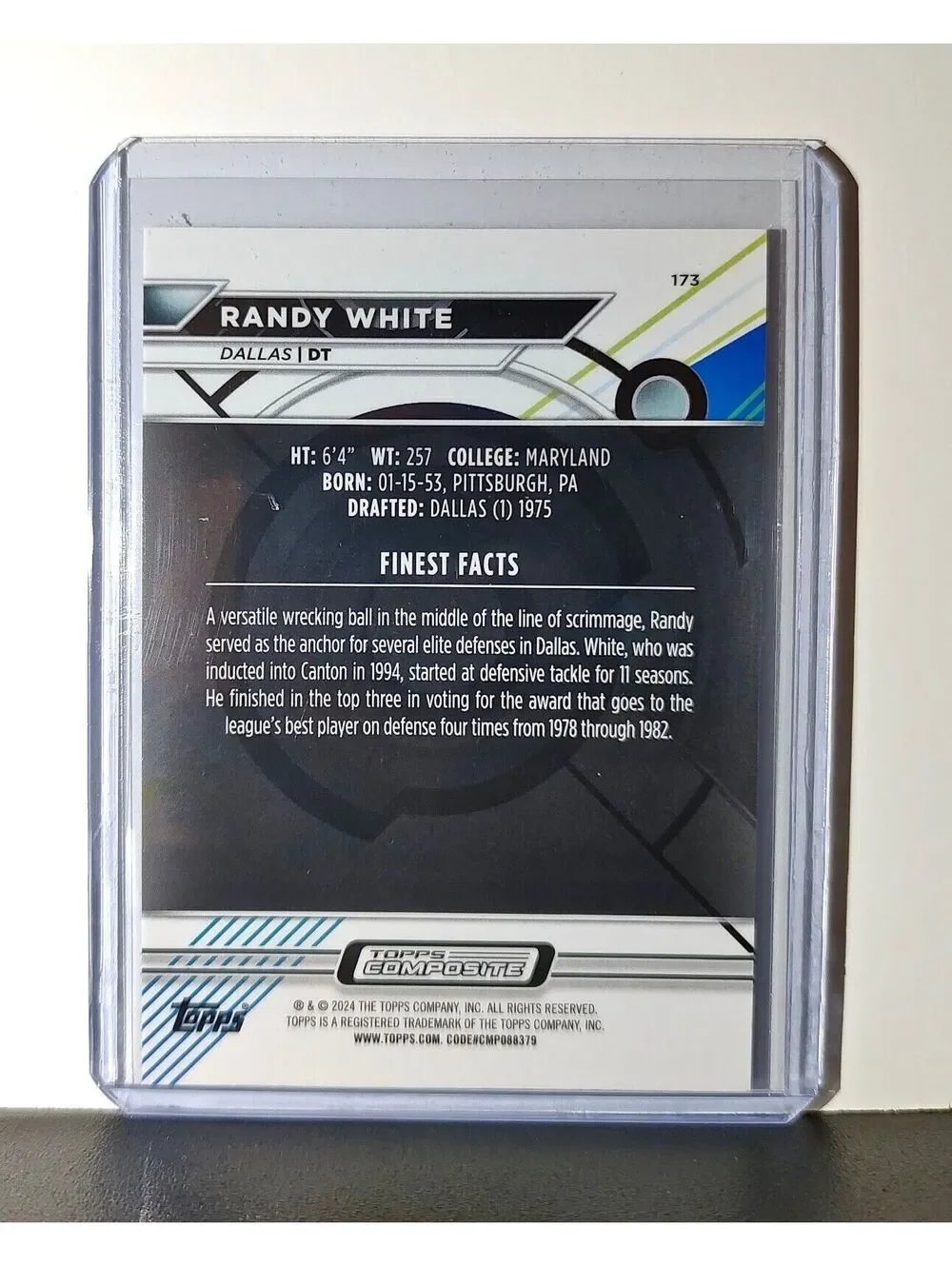 Randy White 2023 Topps Finest NFL #173 Card Dallas Cowboys